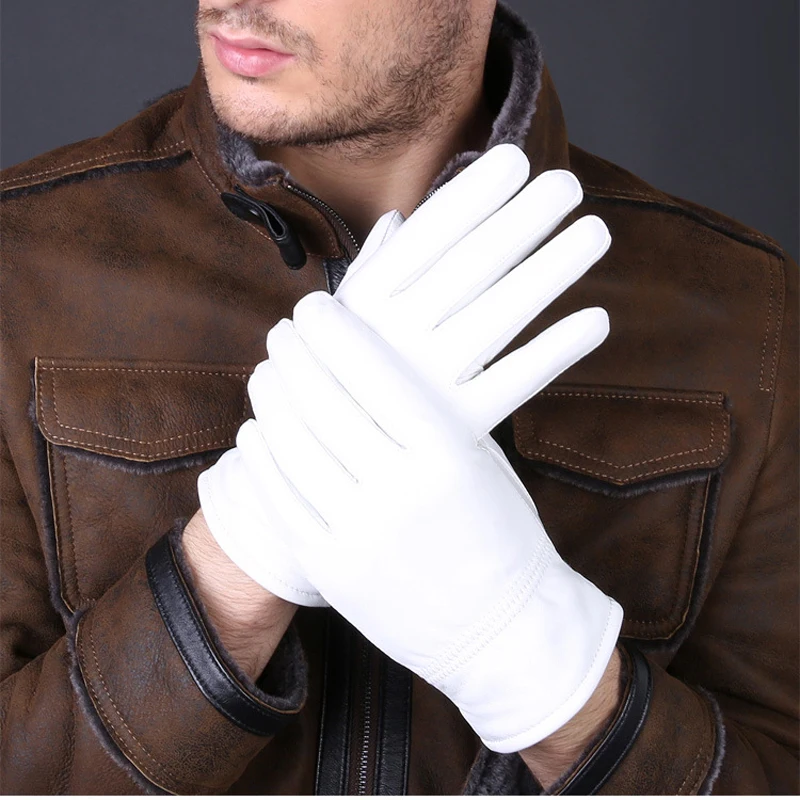 Driving Gloves Leather - Sarung Tangan Putih Kulit Asli Musim