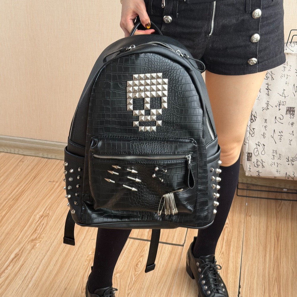 Men'S Fashion Jewelry - Tas Ransel Motif Kulit Buaya Hitam