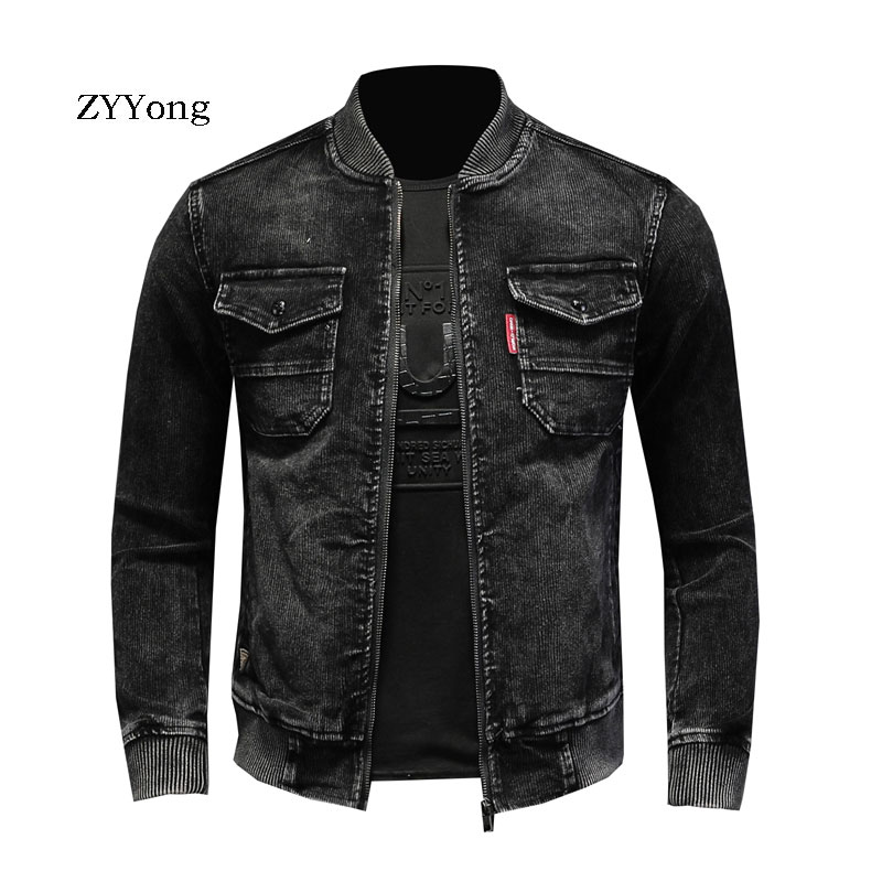 Corduroy Jacket Men - STAND COLLAR Bomber Pilot Hitam Corduroy