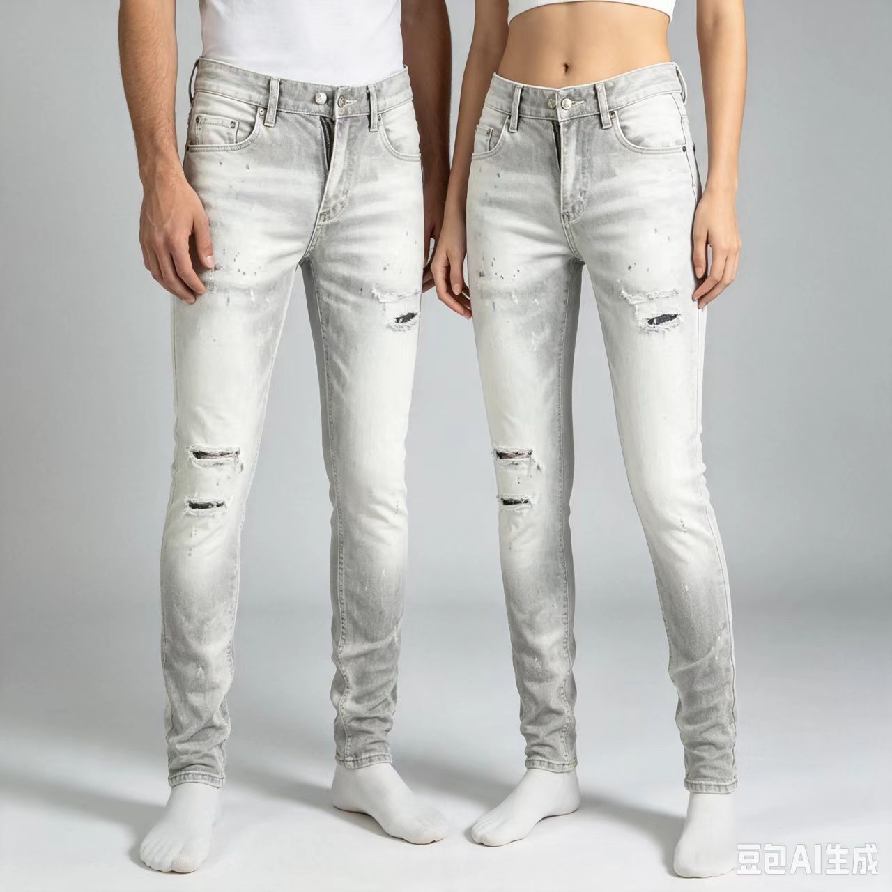 Men'S Fashion Grey Jeans - Celana Jeans Pria Baru Desainer Y2K,