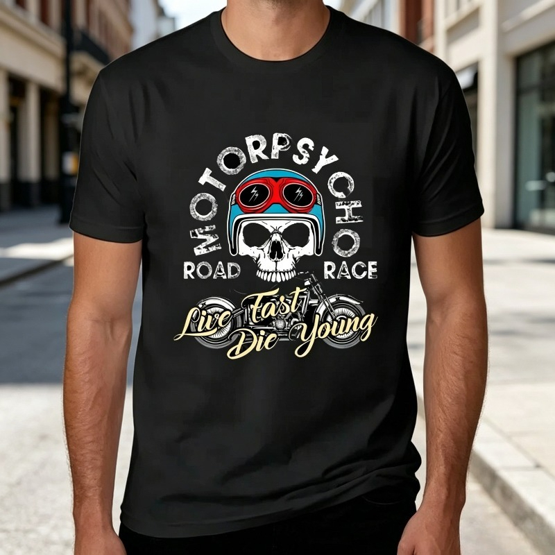 Men'S Fashion Quotes - Kaos T-Shirt Tengkorak Biker Motopsyco Pria