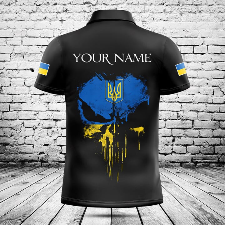 Men'S Fashion Names - Kaos Polo Grafis Tengkorak Bendera Ukraina