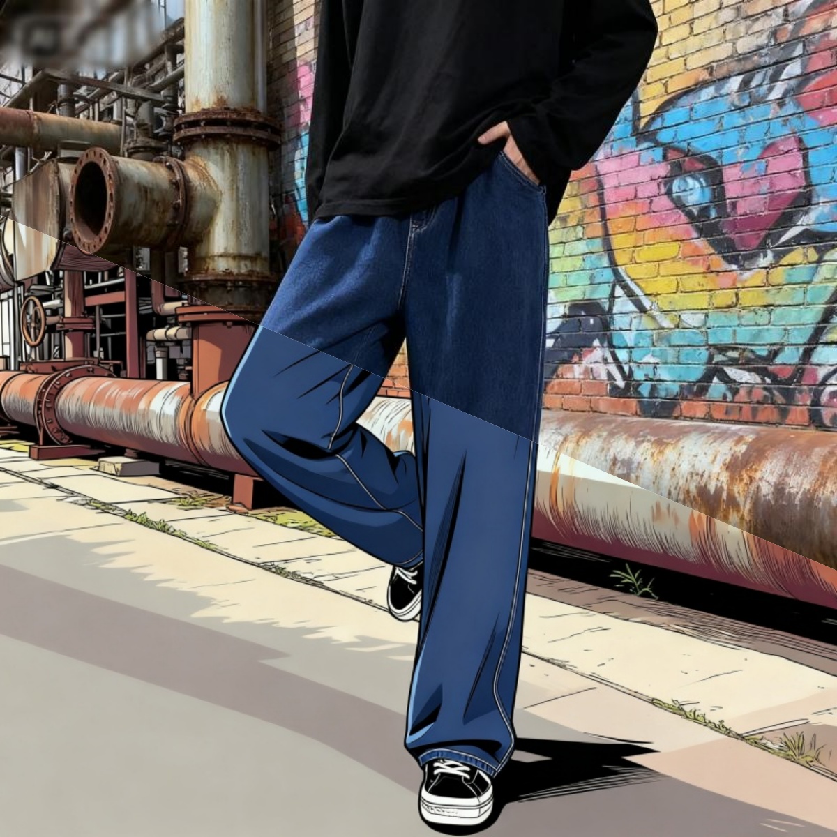 Men'S Fashion Grey Jeans - Celana Jeans Pria Kasual Longgar Gaya