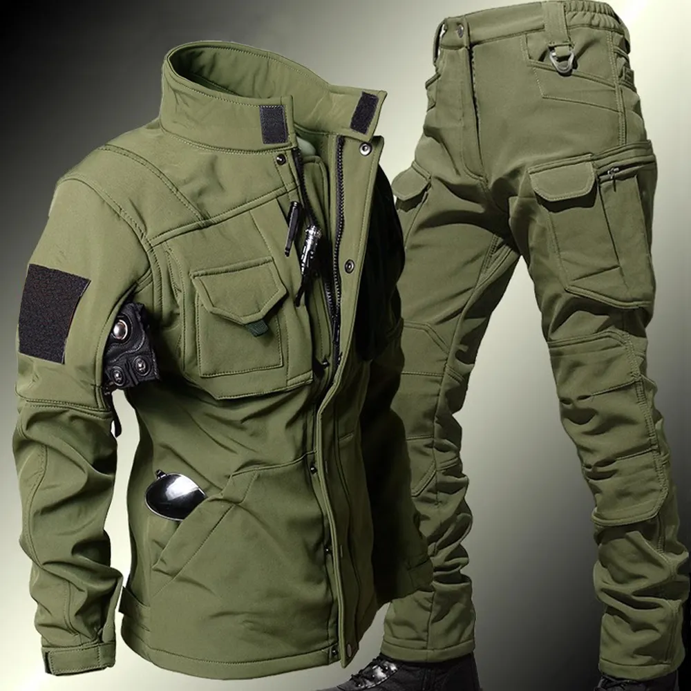 Corduroy Jacket Men - Setelan taktis pria, celana kargo bulu