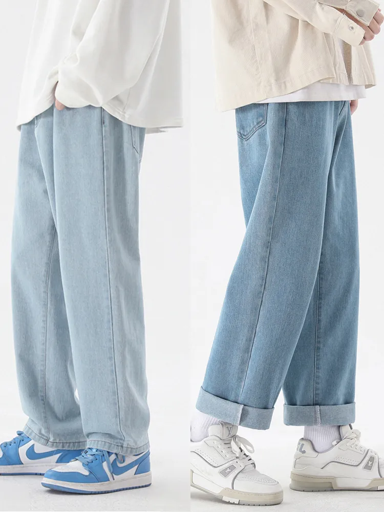 Men'S Fashion Grey Jeans - Celana jins panjang semata kaki pria,
