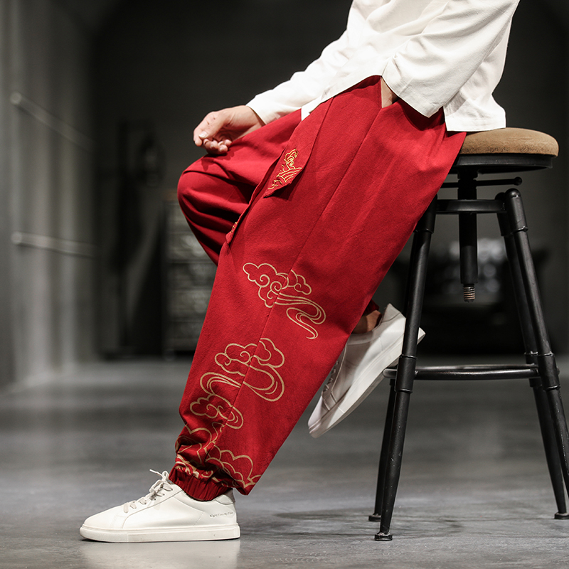 Cina Gaya Retro Menguntungkan  - Men'S Fashion Linen Pants ulasan dan harga