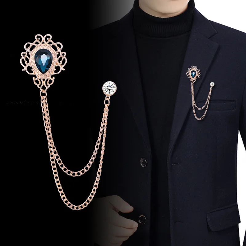 Pin Kerah Kristal Berlian Imit - Men'S Fashion Jewelry ulasan dan harga
