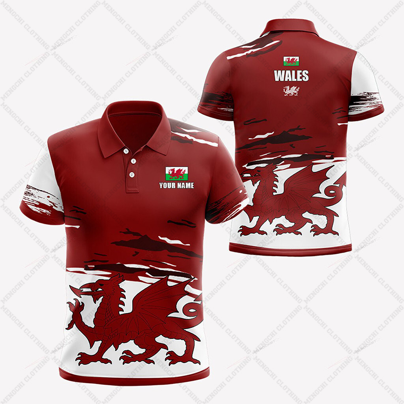 Kaos Polo Grafis Bendera Wales - Men'S Fashion Names ulasan dan harga