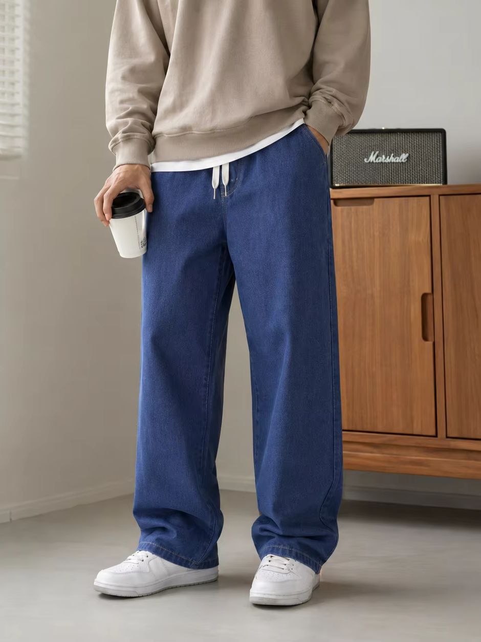 Celana Jeans Lurus Longgar Pri - Men'S Fashion Grey Jeans ulasan dan harga