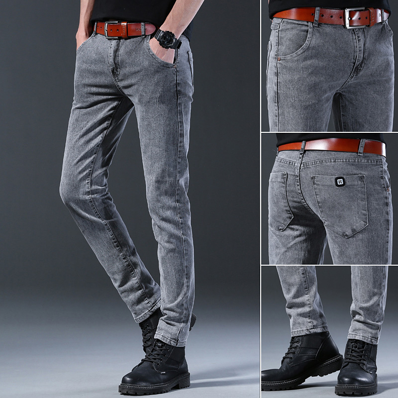 Celana Jeans Abu-abu Elastis S - Men'S Fashion Grey Jeans ulasan dan harga