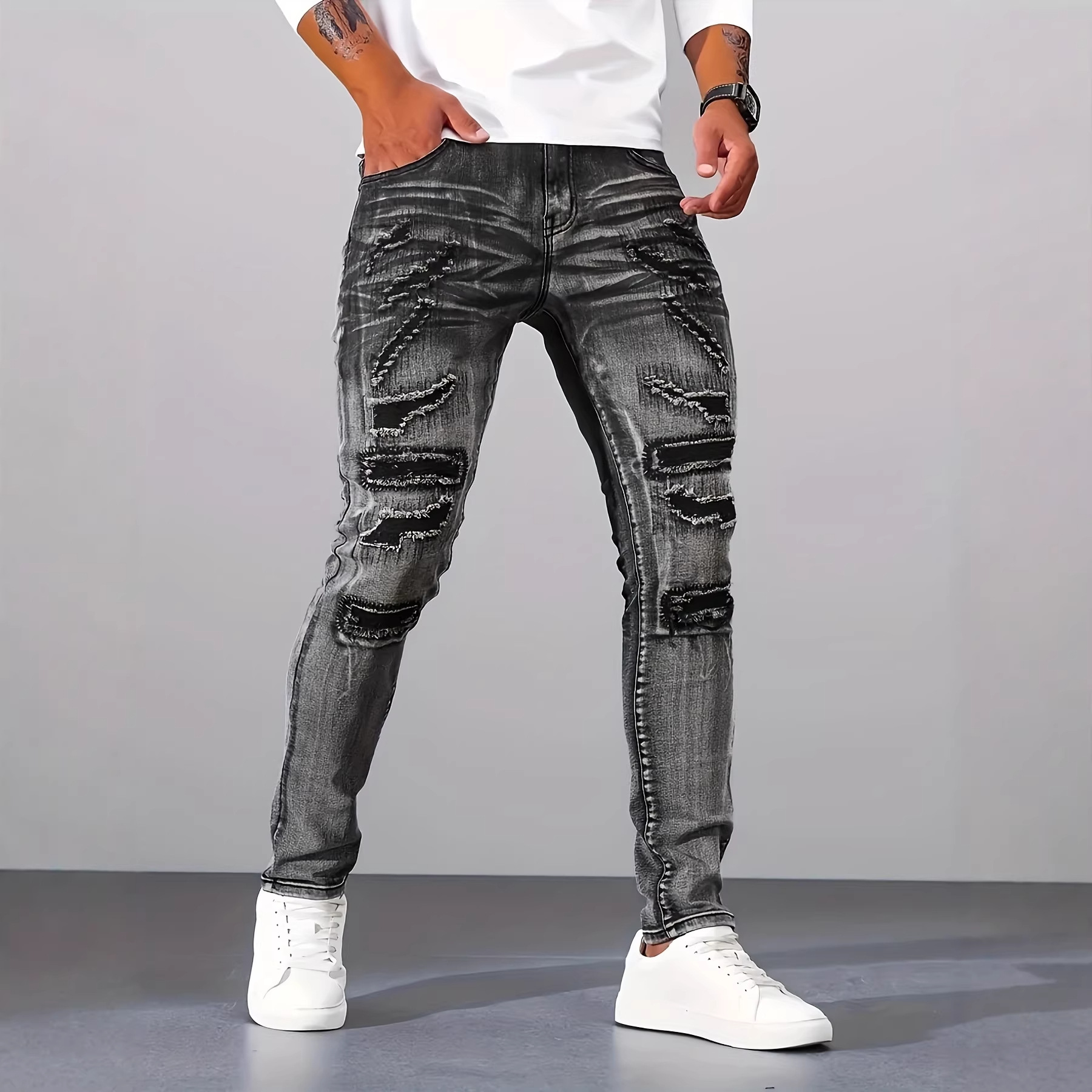 Celana Jeans Pria Model Pencik - Men'S Fashion Grey Jeans ulasan dan harga