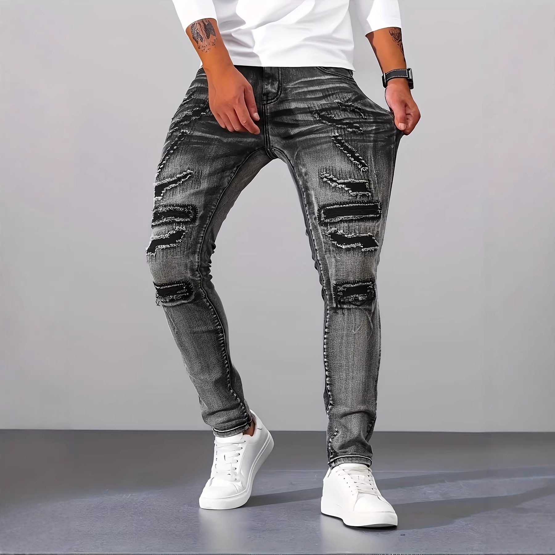 Celana Jeans Pria Model Pencik - Men'S Fashion Grey Jeans ulasan dan harga