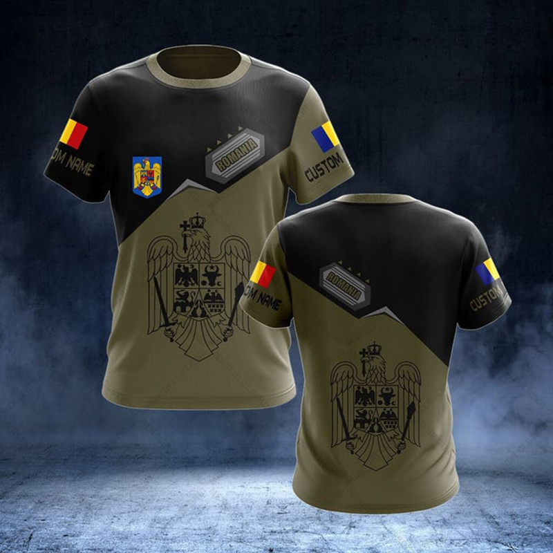 Kaos Grafis Camo Bendera Ruman - Men'S Fashion Names ulasan dan harga