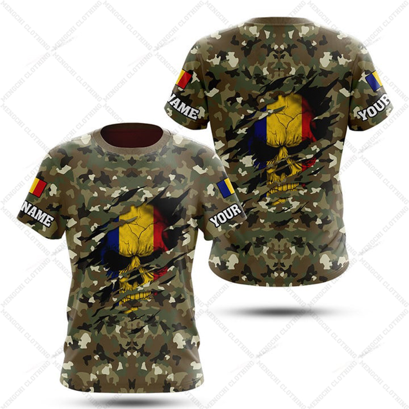 Kaos Grafis Camo Bendera Ruman - Men'S Fashion Names ulasan dan harga