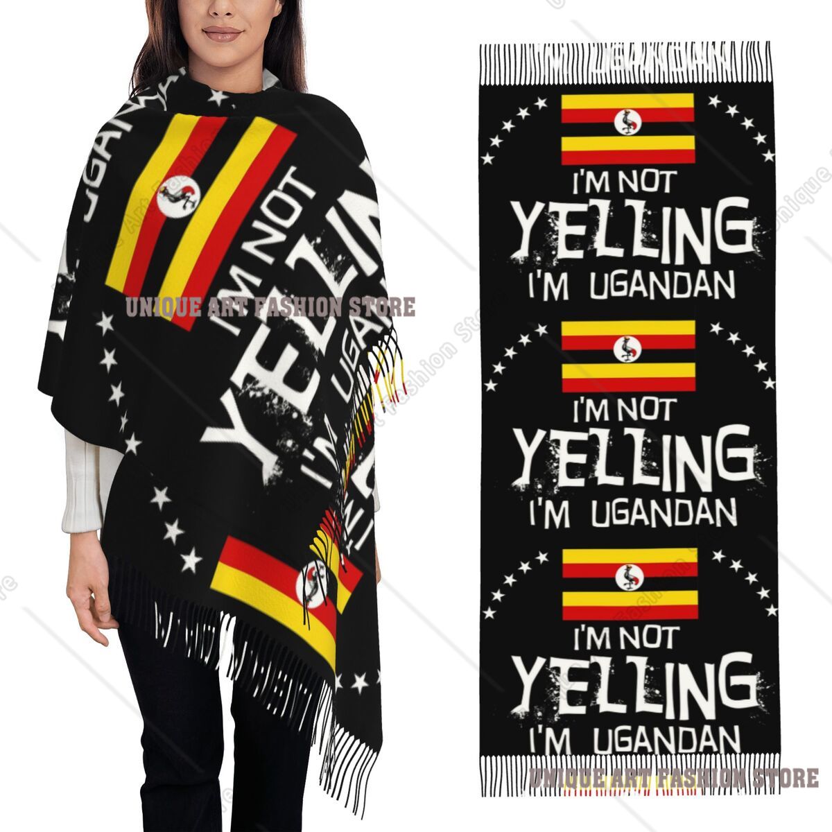 Syal Uganda dengan Rumbai, Sya - Men Fashion Uganda ulasan dan harga