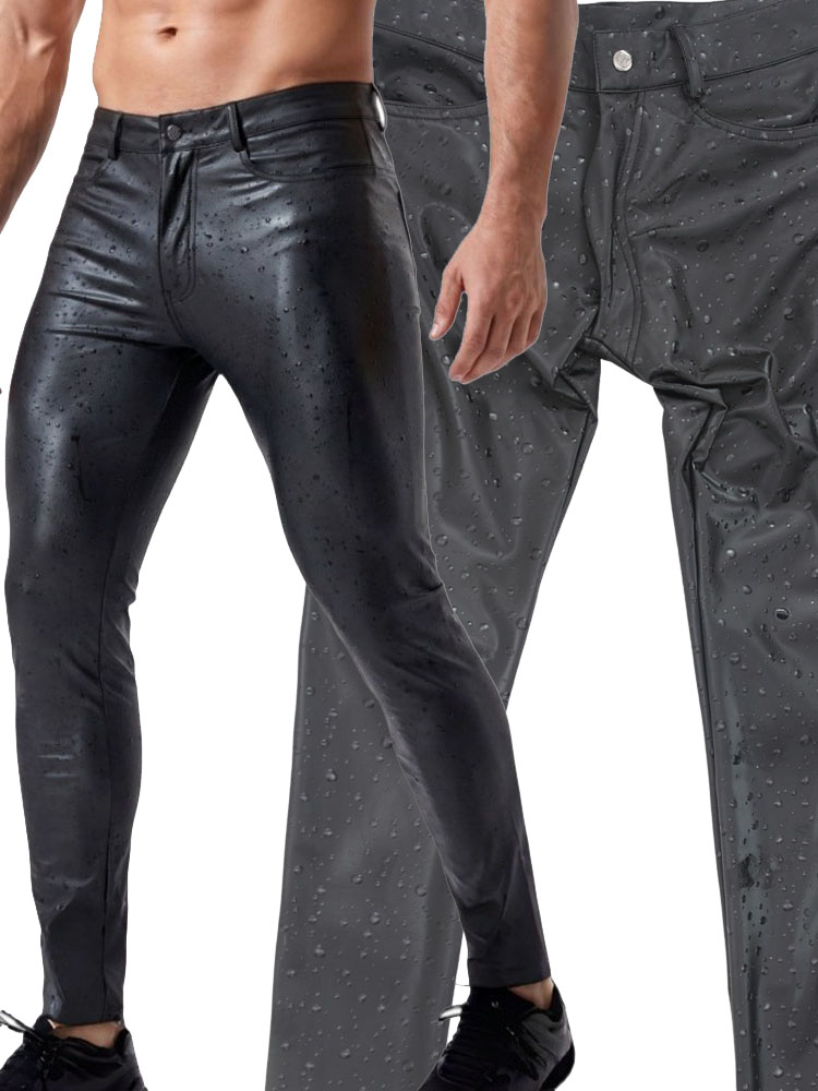 Celana Pensil Ketat Kulit PU E - Jeans Pants Fashion Men ulasan dan harga